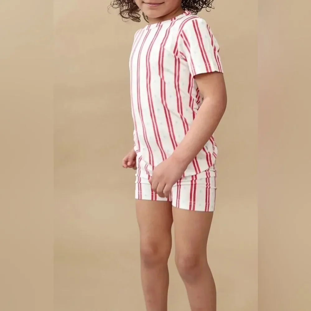 Little Joy Co Stars & Stripes 2pc Bamboo Pajamas Red Size 7/8 NWT IN PACKAGE